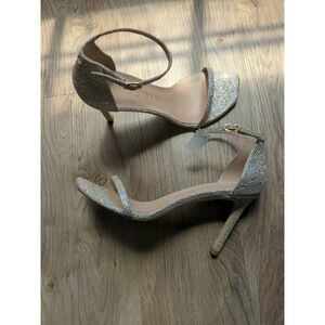 Stuart Weitzman Amelina 95 Nudist Sandal Heels Iridescent Silver